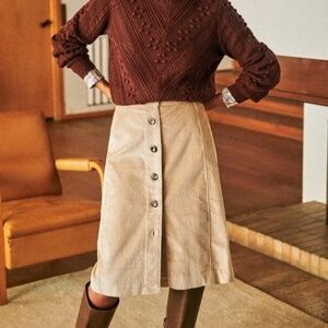 Sezane corduroy pencil skirt Lisette Corduroy Tan Skirt Size 34